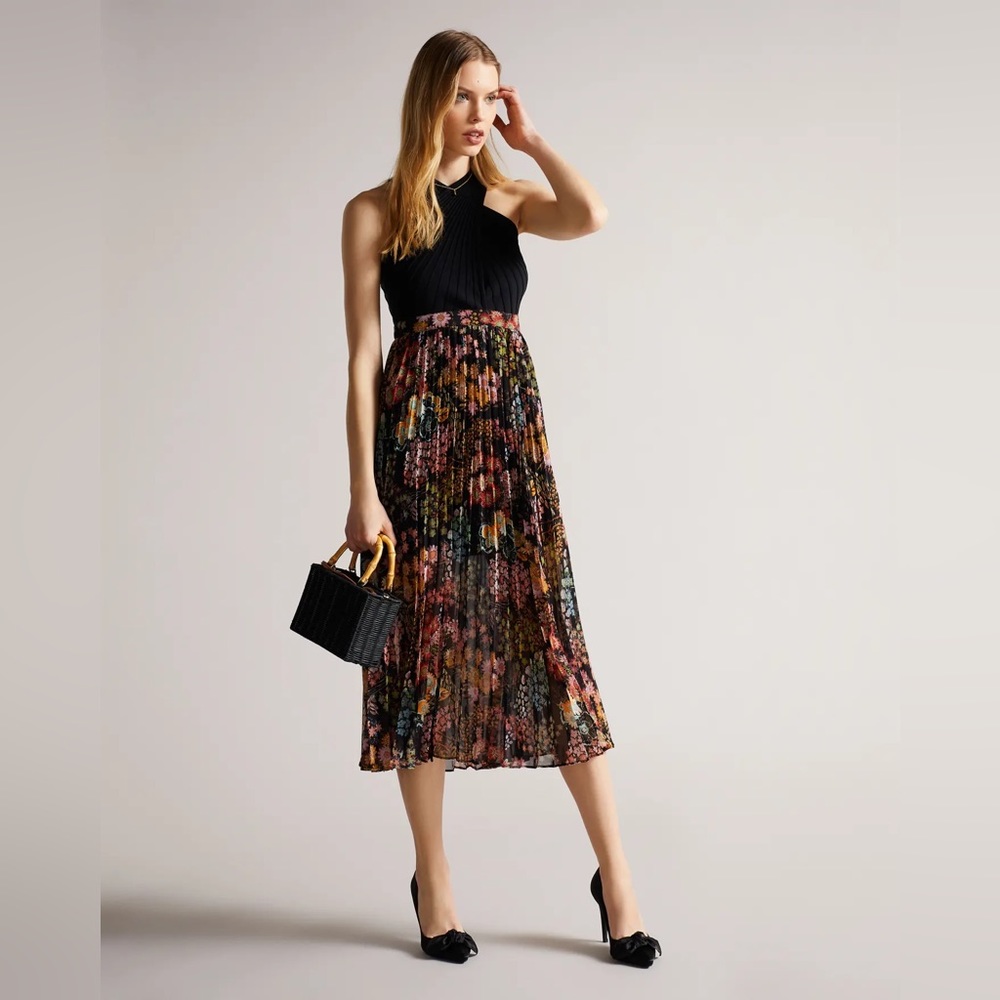 Ted Baker Aquila Floral Midi Dress Size 2 (4-6 US)
